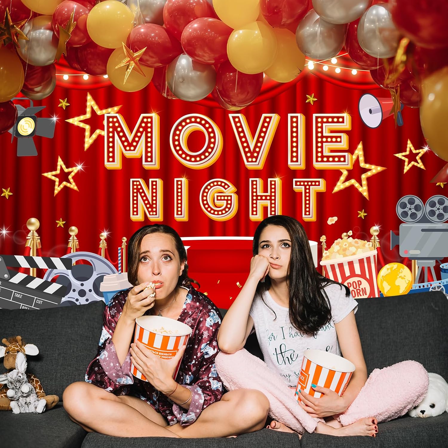 Avezano Movie Night Backdrop Movie Night Party Decorations Banner Now Showing Cinema Themed Birthday Background Red Carpet Awards Ceremony Adults Party Banner Supplies (6x3.6ft)
