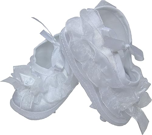 Botines de organza para niñas, ideales para bautizo, bautizo o cualquier ocasión especial