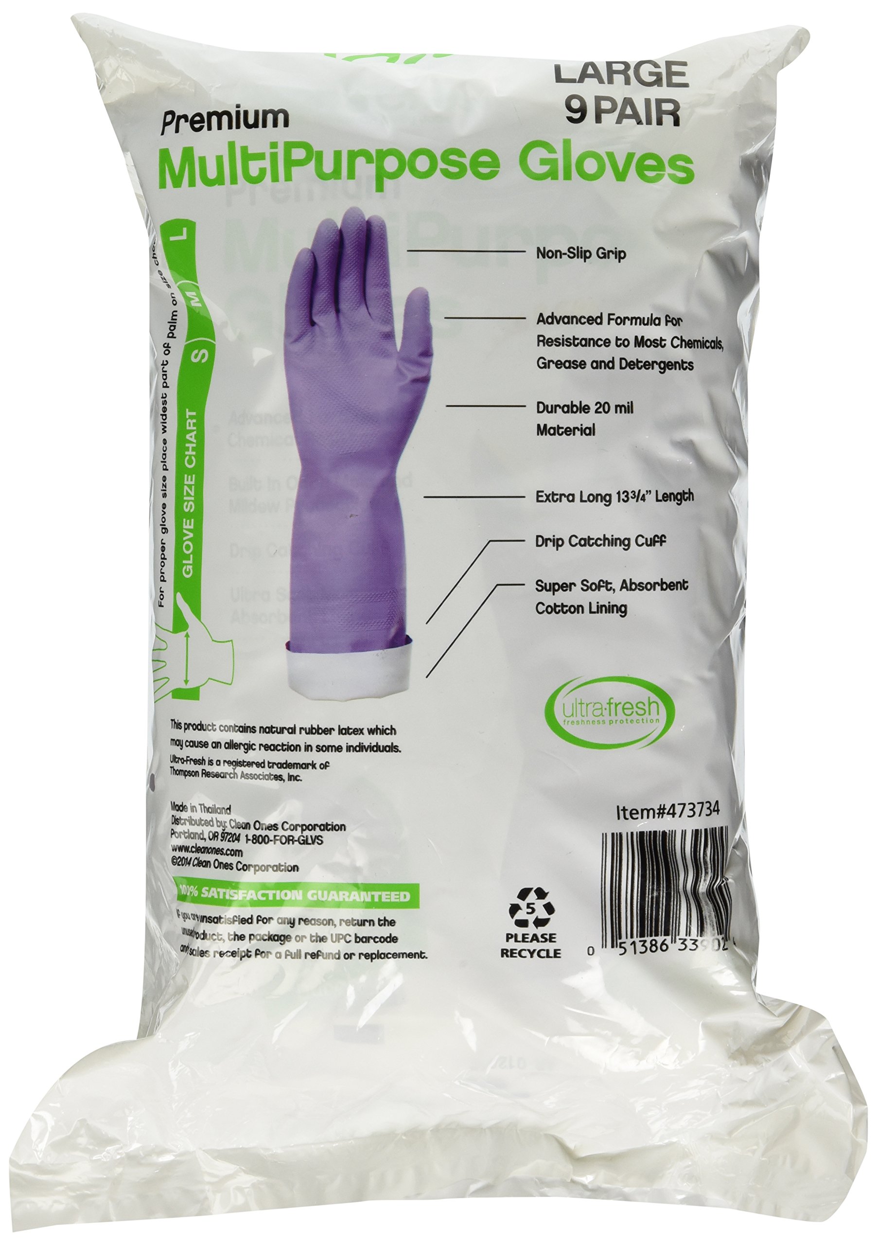 Clean Ones Premium Latex & Nitrile Multi-Purpose Gloves – 9 Pairs, Large, Powder-Free, Scent-Free (Made In Sri Lanka)