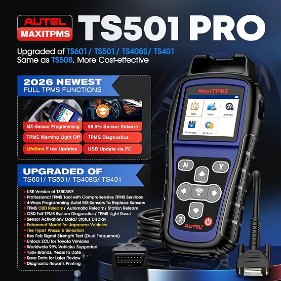 Autel MaxiTPMS TS501 PRO TPMS Programming Tool, Relearn Activate 99% Sensor