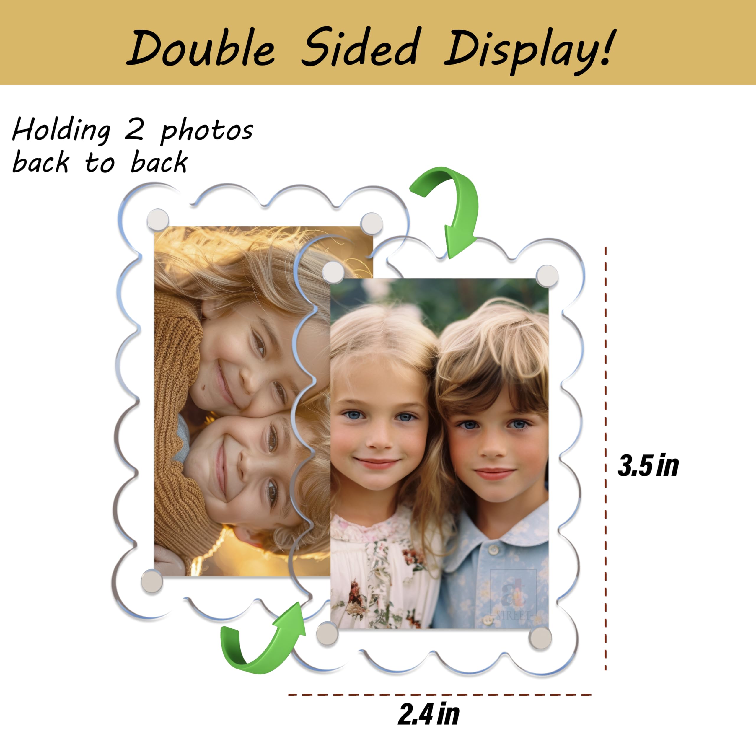 Art Street Magnetic Acrylic Photo Frame for Fridge, Double-Sided Display, Pack of 2, 6x9 cm Fridge Magnet Clear Picture Frame, Personalize & Swap Photos, Vertical-Horizontal Uses, (Photos Not Include) 1