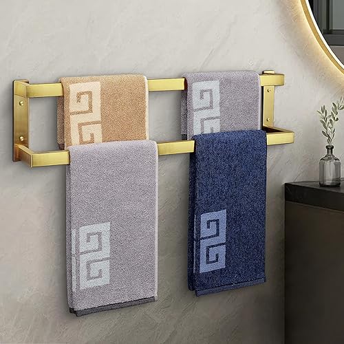 Miniatura 8 de NearMoon Toallero de baño, soporte para toallero, estante cuadrado, toalla colgante para baño, toallero grueso de acero inoxidable SUS304 montado en