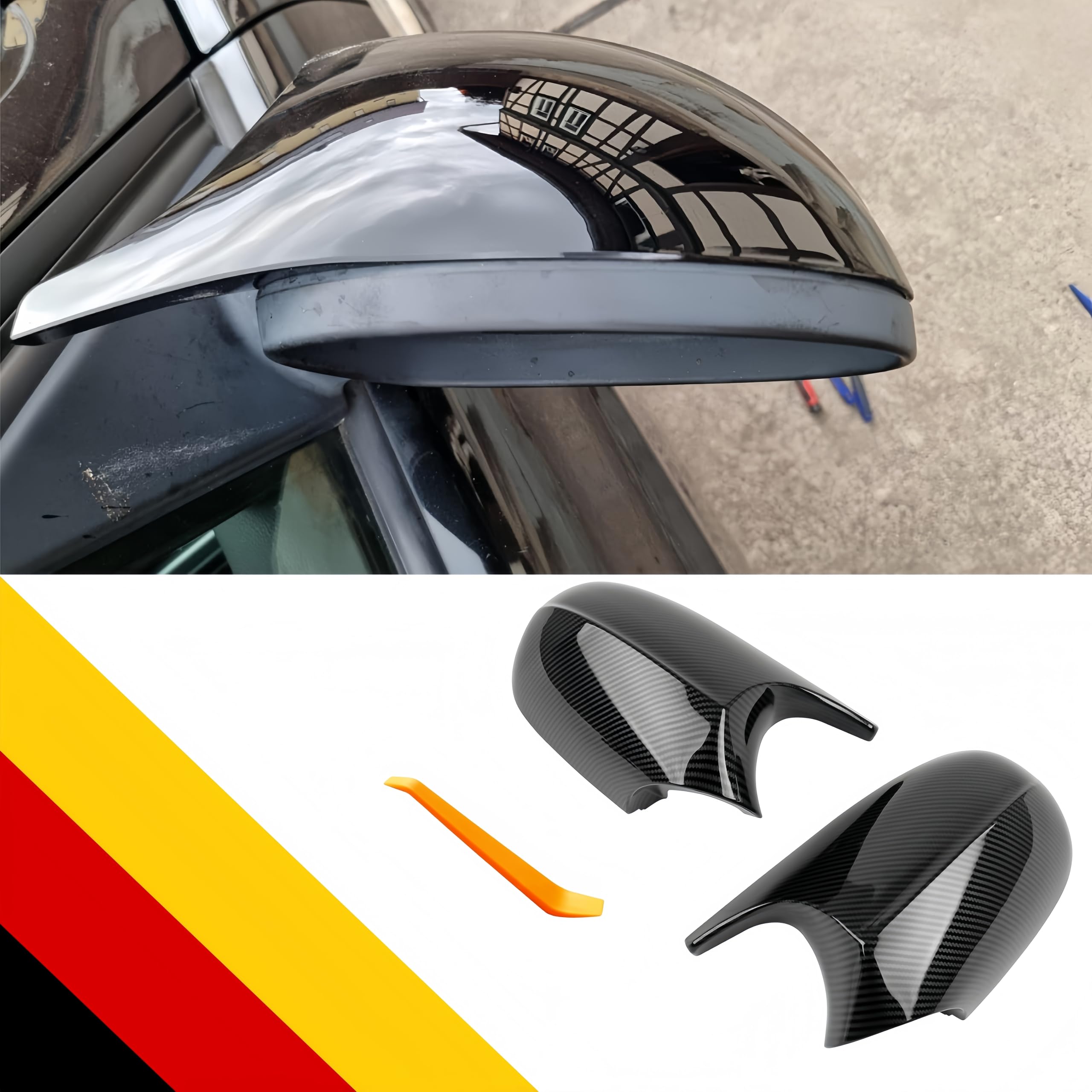 POETRYXIAO Copri specchietto retrovisore per auto, compatibile con B-MW Serie 1 E87 E81 E82 E88 LCI/3 Series E90 E91 E92 E93 LCI, adatti per tuning (fibra di carbonio)