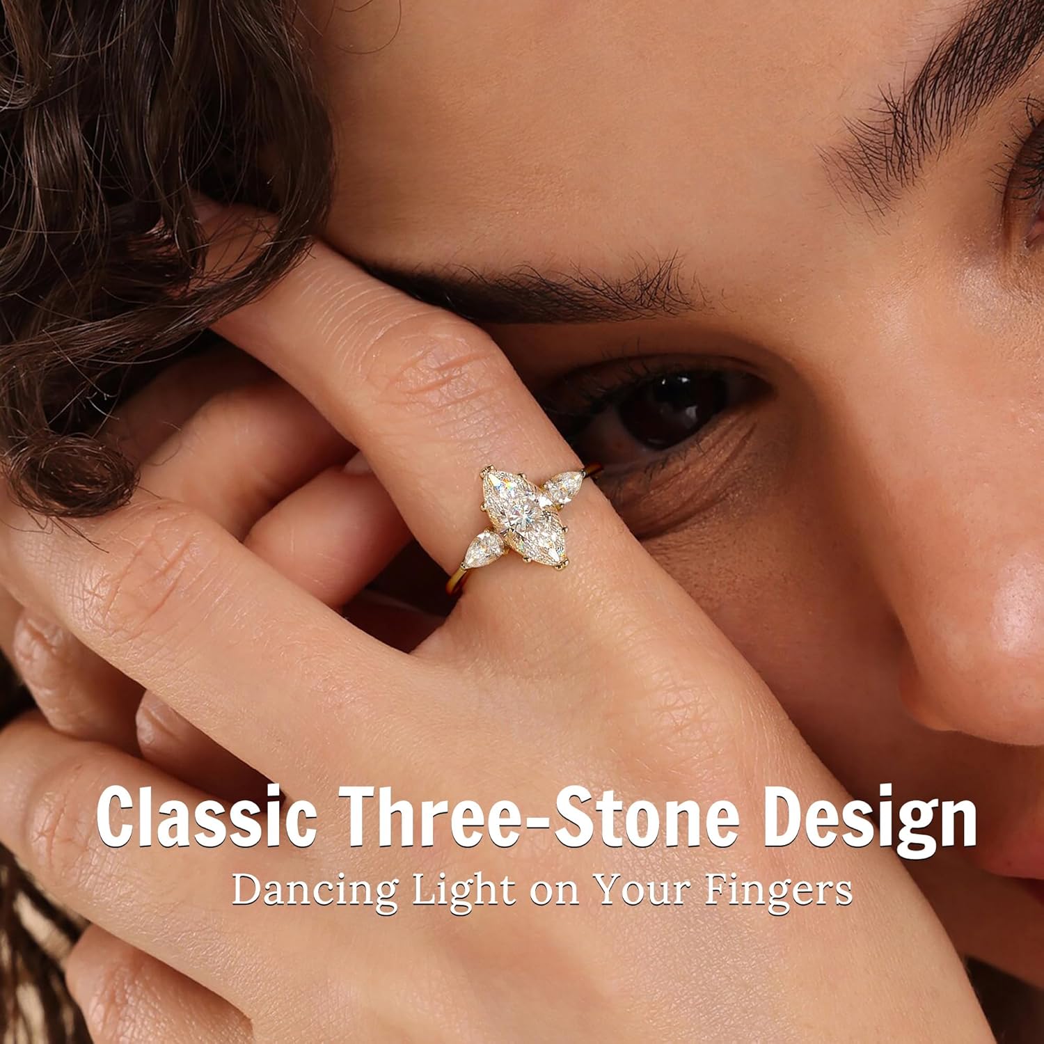 2CT Engagement Ring for Women Marquise Cut 925 Sterling Silver AAAAA Cubic Zirconia CZ Wedding Band Promise Ring For Women Solitaire Simulated Diamond Silver/Gold Size 5-10 - Image 2