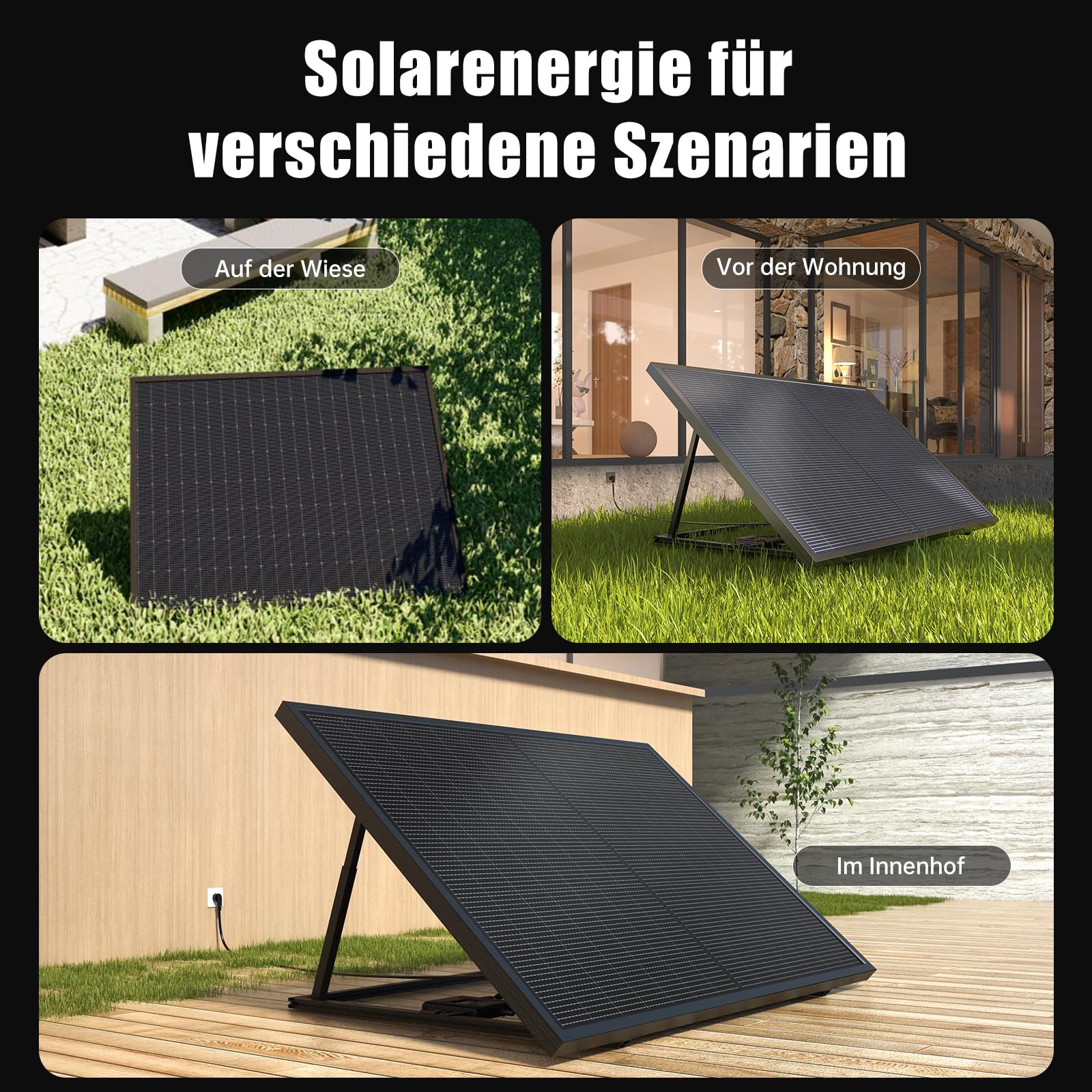 BENY Kit per energia solare da balcone Plug & Play, Kit per energia solare da balcone con supporto, Kit per energia solare da balcone 430W completo presa-600W inverter-430W moduli solari