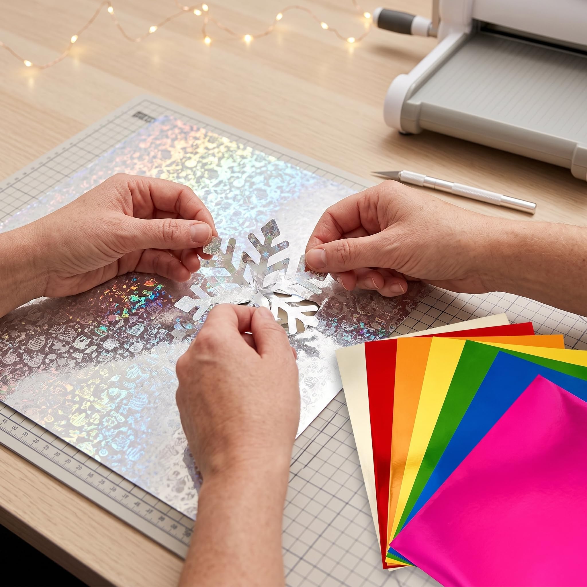 MagiDeal Papel de Envoltorio Metálico Papel Holográfico Cartón Espejo Láser Aluminio Cara Brillante y Respaldo Rígido y Adecuado para Empaques Artesanías, Forma personalizada