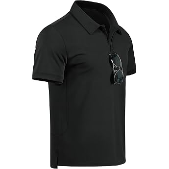 GLESTORE Men's Short Sleeve Polo Shirt with Contrast Detailing Regular Fit
