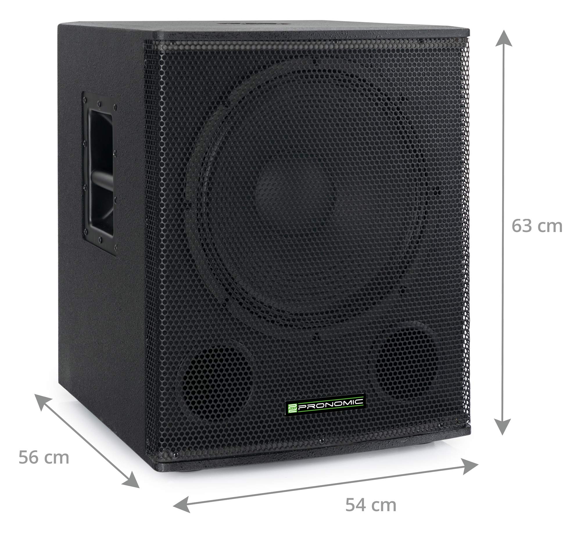 Pronomic 118S-212A Impianto PA Attivo - set PA attivo con 1 subwoofer da 18" e 2 satelliti da 12" - 600 watt potenza totale (RMS) - inclusi supporti per casse e cavi da 10m