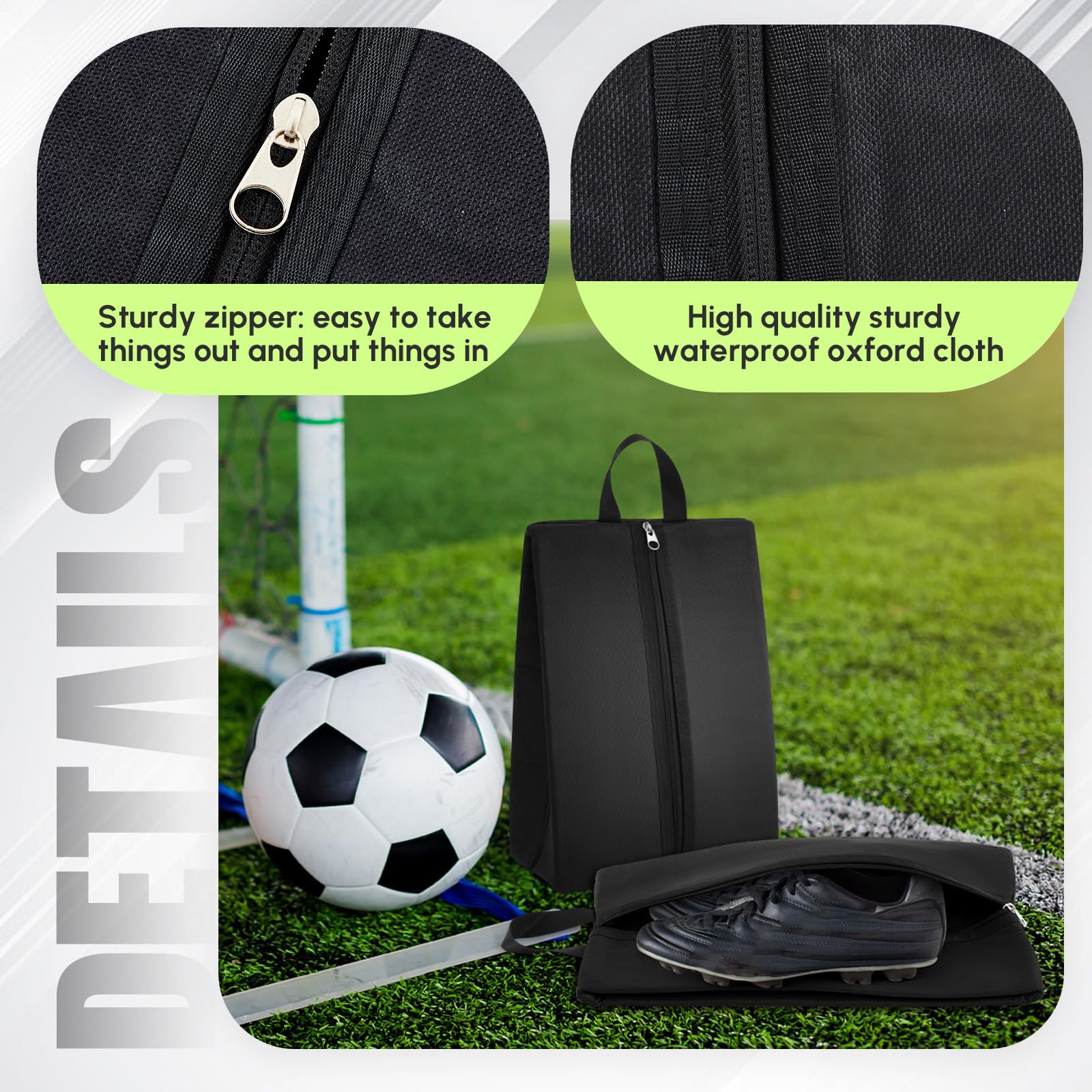 Leinuosen 4 Stück geruchsdichte Schuhtasche für Reisen, wasserabweisend, geruchsabsorbierend, leicht, Golf, Fußball, Schuhaufbewahrung, Organizer-Tasche mit Reißverschluss für Fitnessstudio, Sport