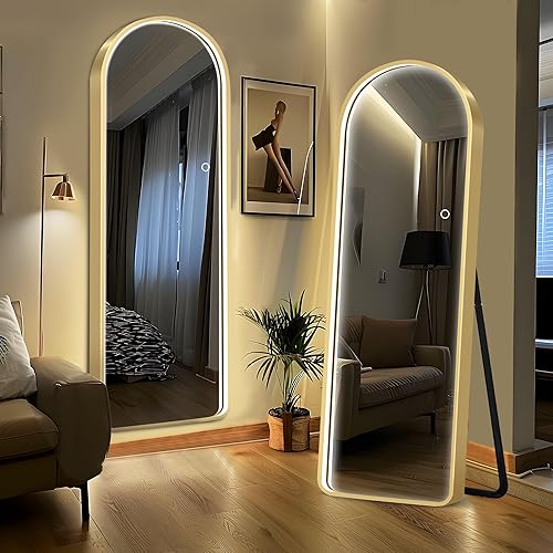 Miniatura 10 de soges Espejo de longitud completa con luces y botón táctil, espejo de tocador iluminado para sala de estar y dormitorio, iluminación regulable,