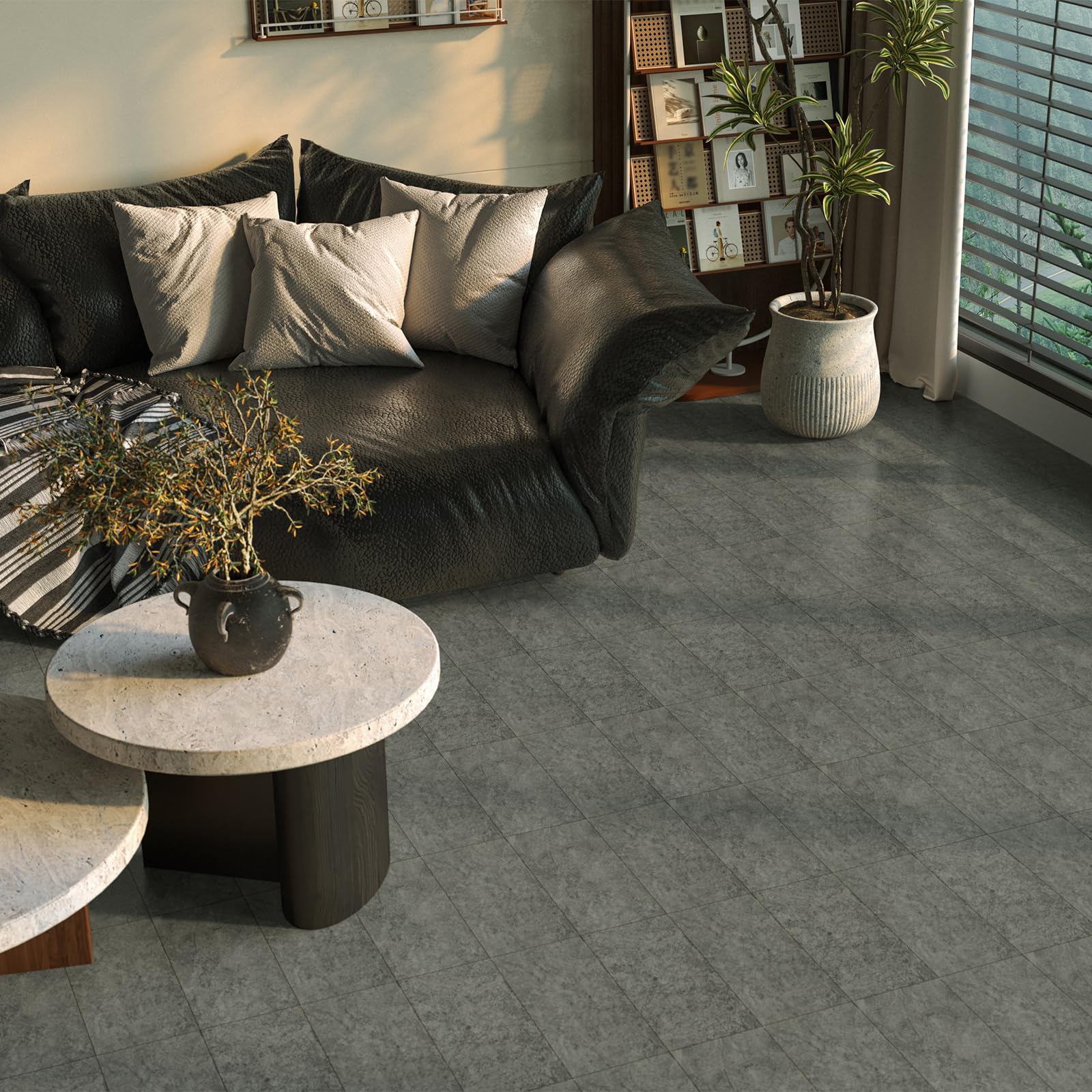 PVC Bodenbelag - Vinylboden Selbstklebend, Extra Abriebfest, Wasserdicht Grau Marmor-Effekt für Küche, Badezimmer, Schlafzimmer 30x15cm 40 Stück