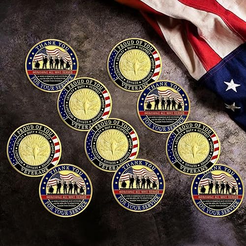 Vista 9 de Moneda de desafío para veteranos militares – Monedas del ejército del escuadrón de soldados, gracias por tu servicio, regalos de jubilación militar