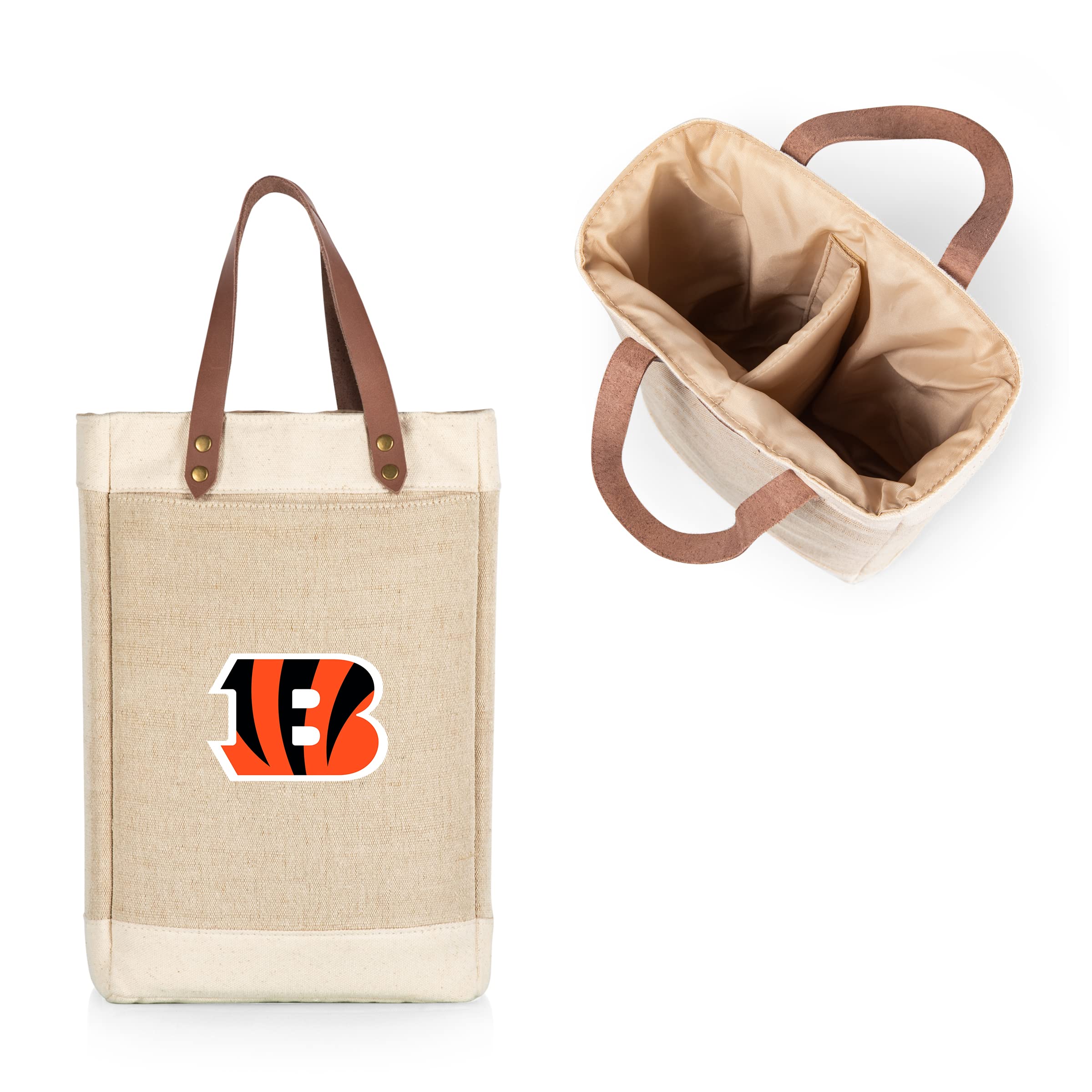 Picnic Time NFL Pinot-Bolsa de Vino aislada de Yute para 2 Botellas, Unisex Adulto