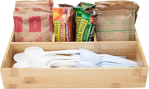 Mind Reader Estación de aperitivos para condimentos, organizador de encimera, dispensador, cocina, rayón de bambú, 8 pulgadas de largo x 13 pulgadas