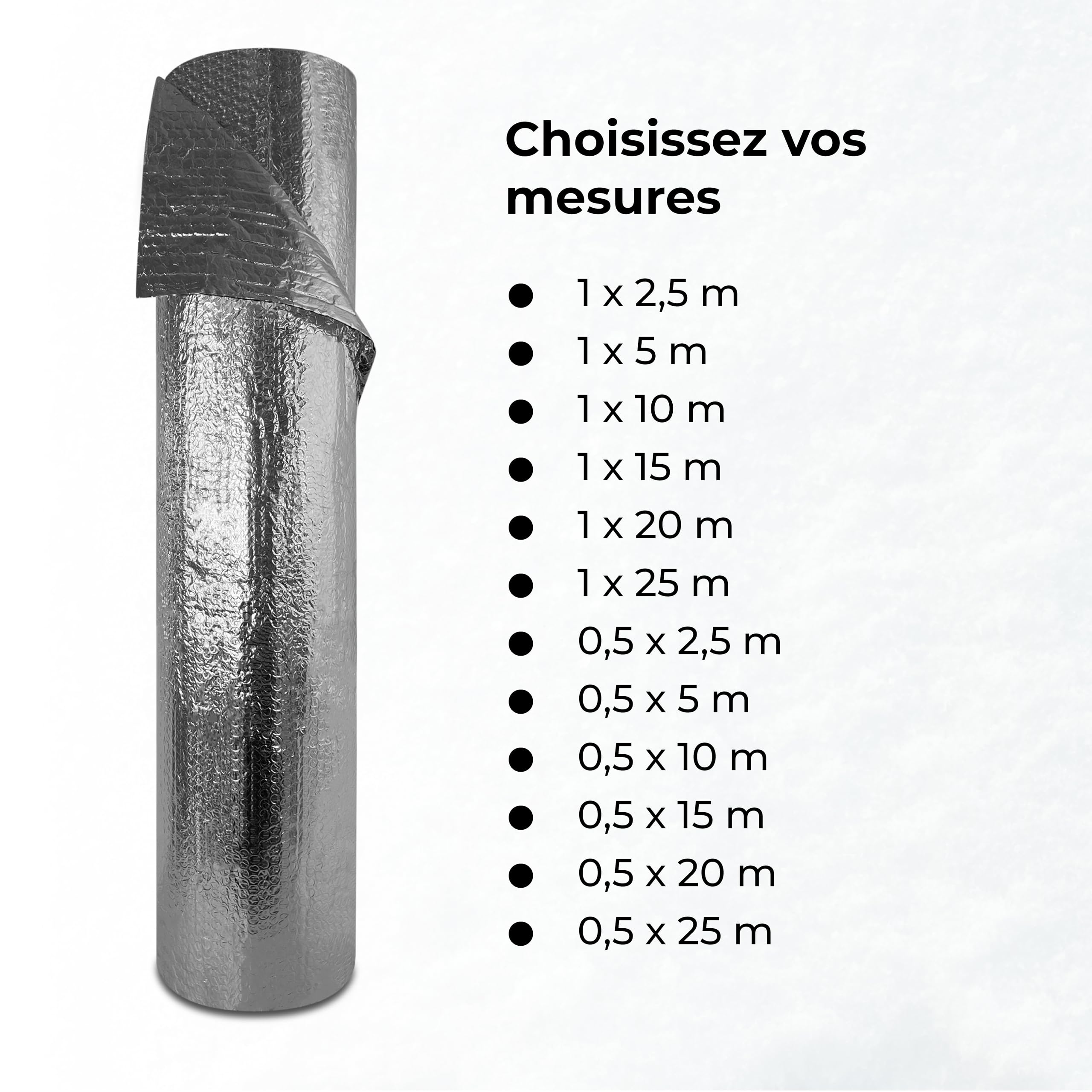 Isolant Thermique en Film Aluminisé a Bulles 0,5x2,5 m (1,25 m²) - Chaleur et froid - Logements, Caravanes, Campers, Greniers, Usage industriel | Froid et chaud - Logements, caravanes, camping-cars, greniers, usage industriel