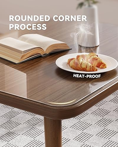 Vista 9 de Oterri Almohadilla de escritorio transparente, resistente al calor, impermeable, con borde redondo, de cloruro de polivinilo, duradera, protección