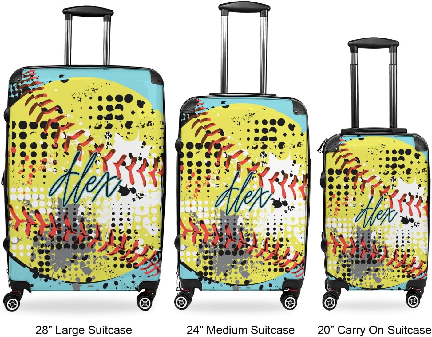 Personalized Softball Suitcase - 24" Medium - Checked