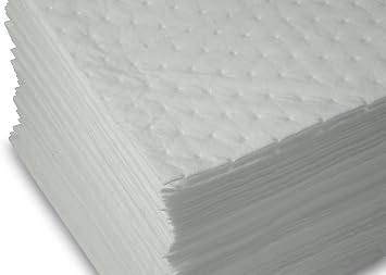 AABACO Oil Only Absorbent Pads - Heavy Weight Sheets 100ct Per Pack 15 X 17 Inch High Absorbency for Oil and Fuel Spills - Repels Water, Absorbing up to 24 Gallons - Cleanup & Automotive 100