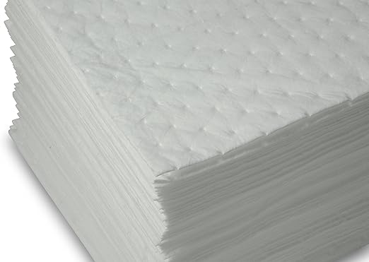 Oil Only Absorbent Pads - Heavy Weight Sheets (100ct Per Pack) 15 X 17 Inch High Absorbency for Oil and Fuel Spills - Repels Water, Absorbing up to 24 Gallons - Cleanup & Automotive (100)