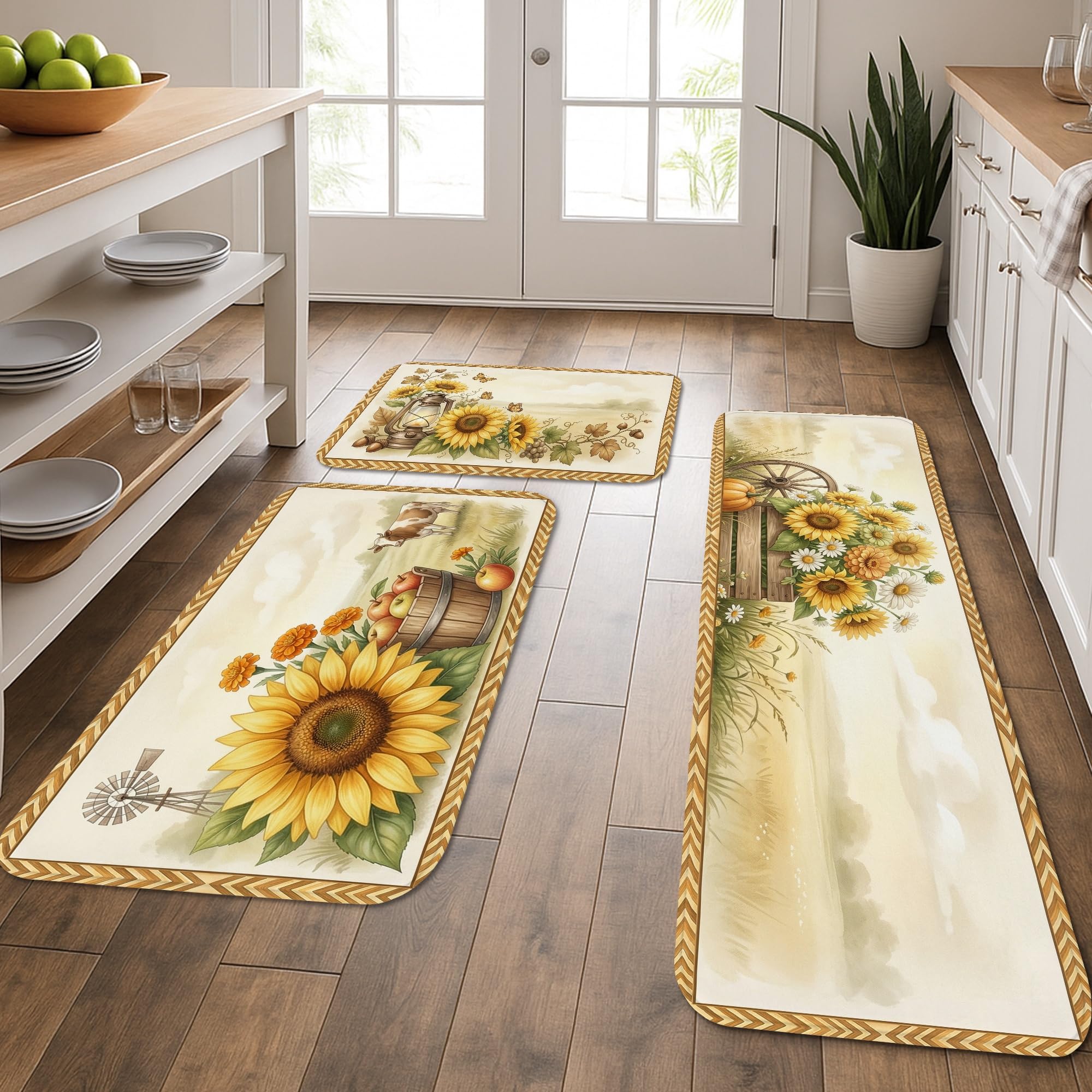 Tapis de cuisine en tournesol rustique ensemble de qualite superieure