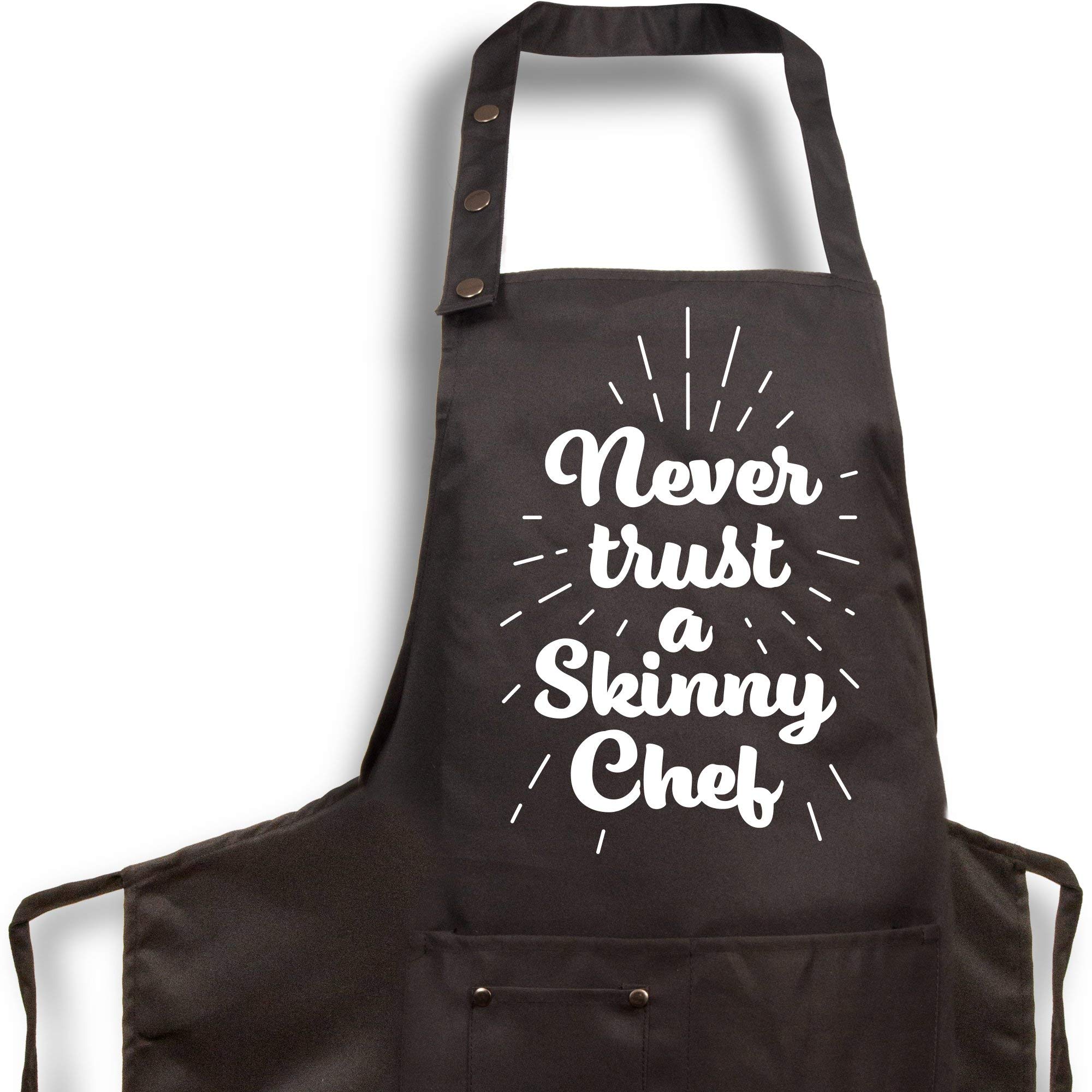 D R DETROIT REBELS Funny Aprons Never Trust a Skinny Chef Apron for Men Women Cooking BBQ Grilling