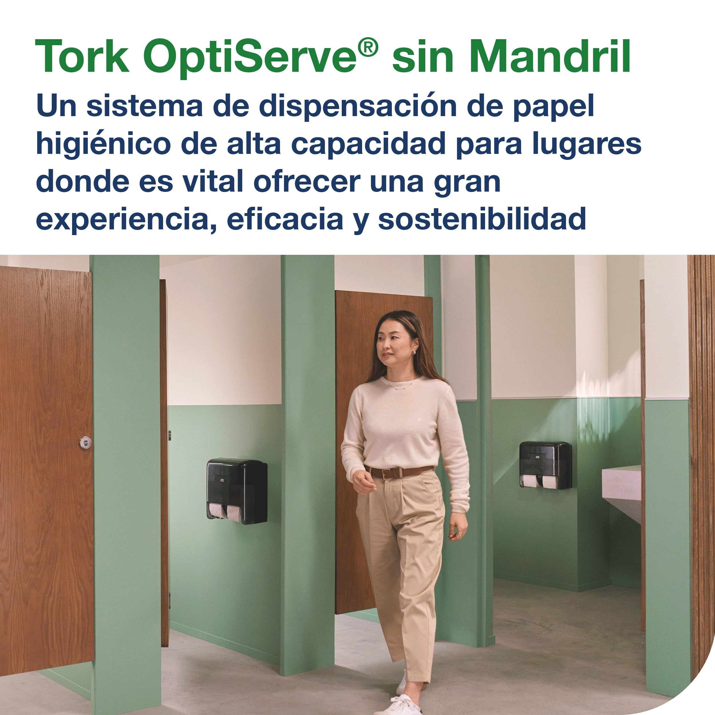Tork OptiServe Dispensador para Cuatro Rollos de Papel Higiénico sin Mandril Negro T7, Dispensador Vertical, Línea Elevation, 558052