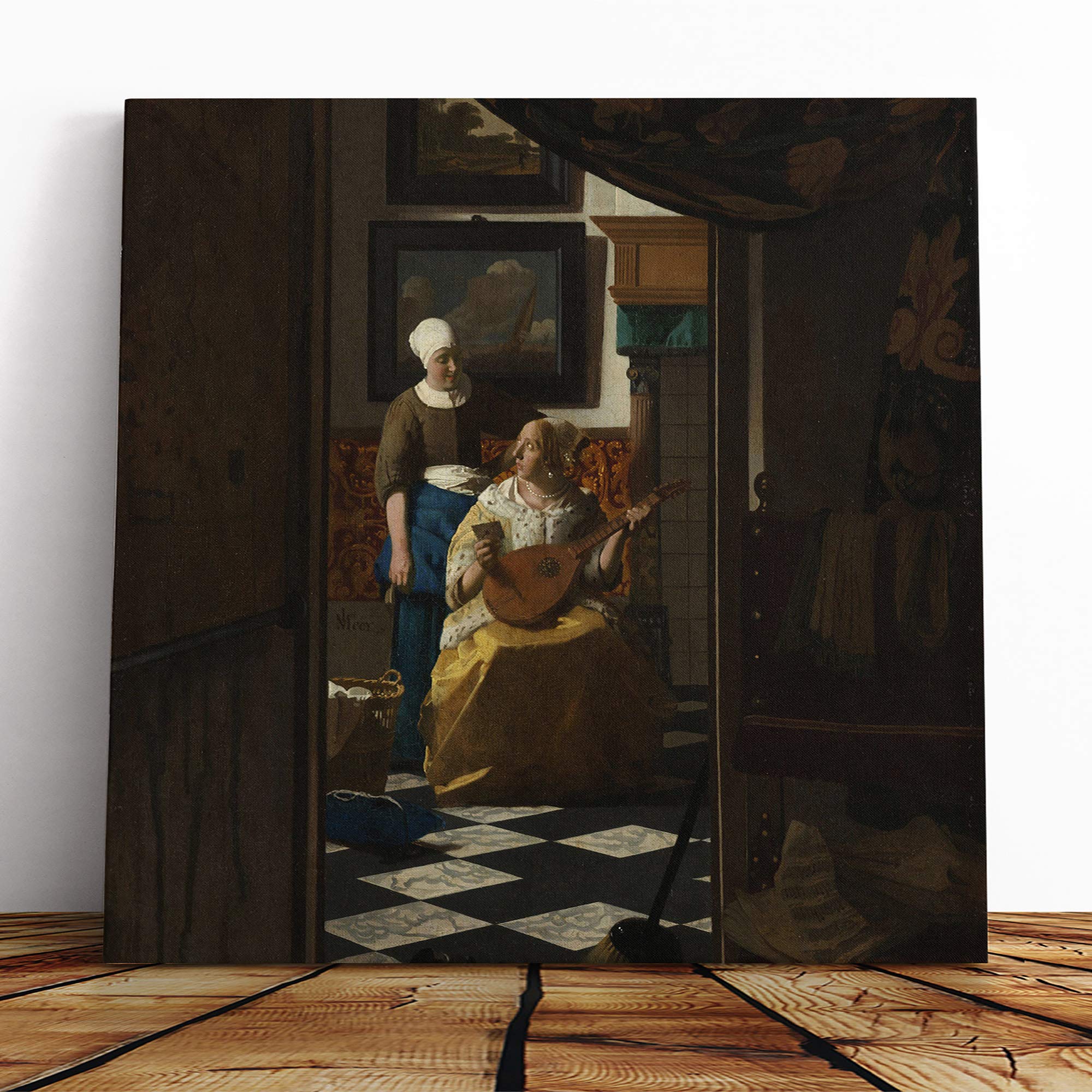 Big Box Art Canvas Print Wall Art Johannes Vermeer The Love Letter | Mounted and Stretched Box Frame Picture | Home Decor for Kitchen, Living Room, Bedroom, Hallway, Muli-Colour, 14x14 Inch