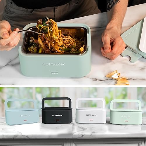 Miniatura 6 de Nostalgia Lonchera eléctrica con calefacción de 32 onzas, tamaño de viaje, capacidad de 4 tazas para sopa, pasta y sobras, tapa sellada de silicona