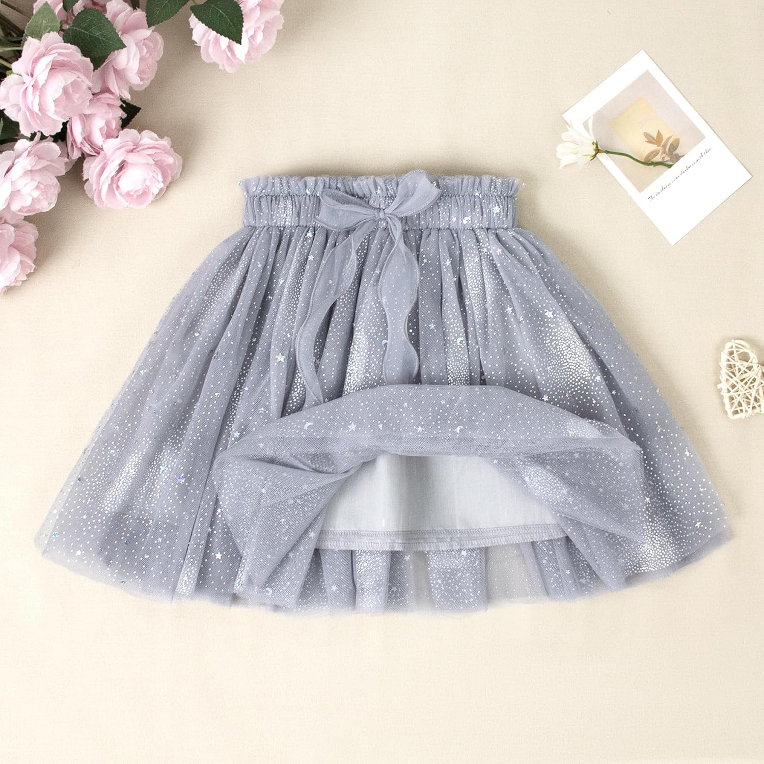 LYSMuch 3T-10Y Toddler Girls Tutu Skirt Stars Sequins Girl Short Skirts Princess Birthday Party Sparkle Bow Tulle Dress - Image 4