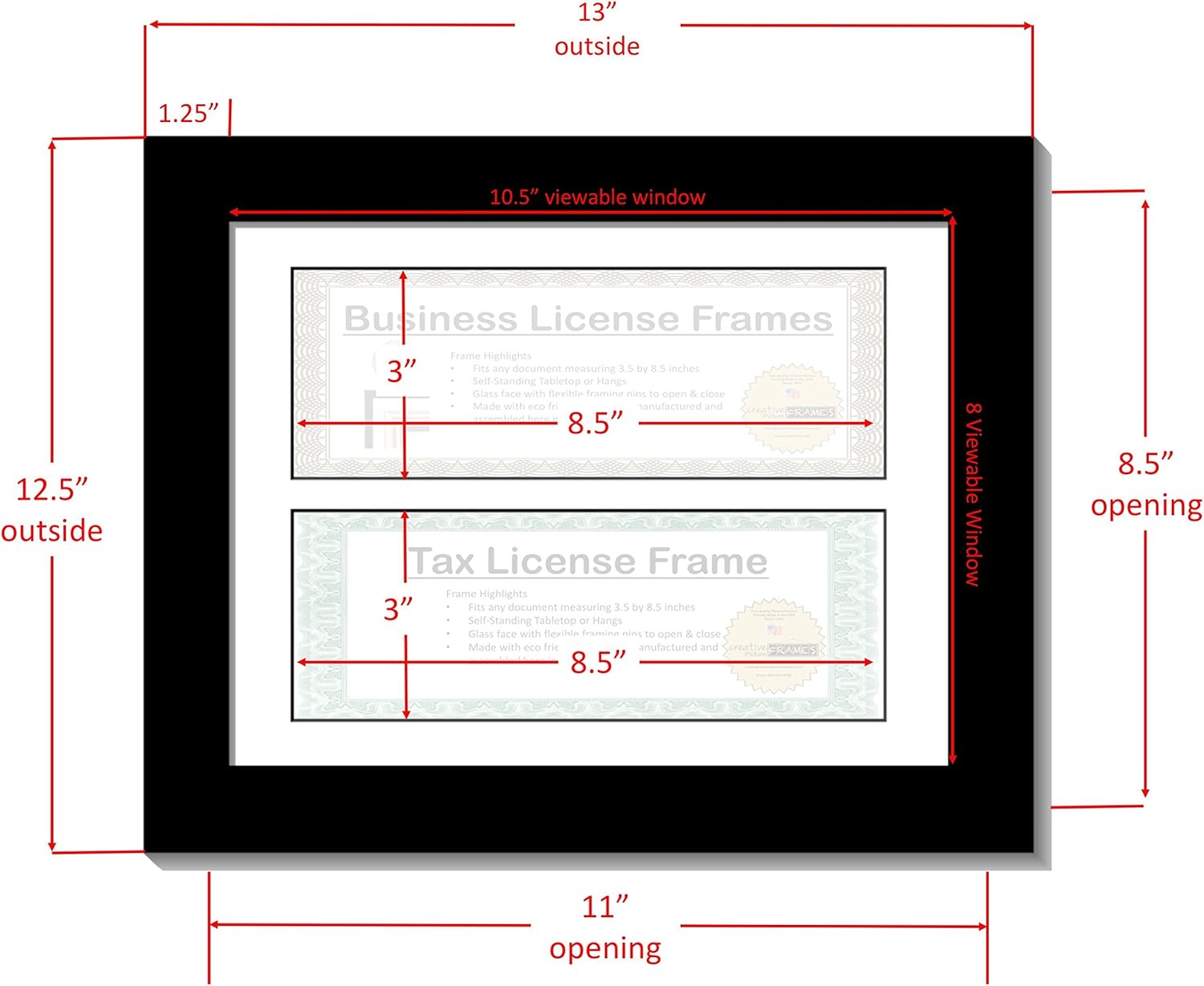 Creative Picture Frames Candy License (Sainless Steel-White Mat, Double License)