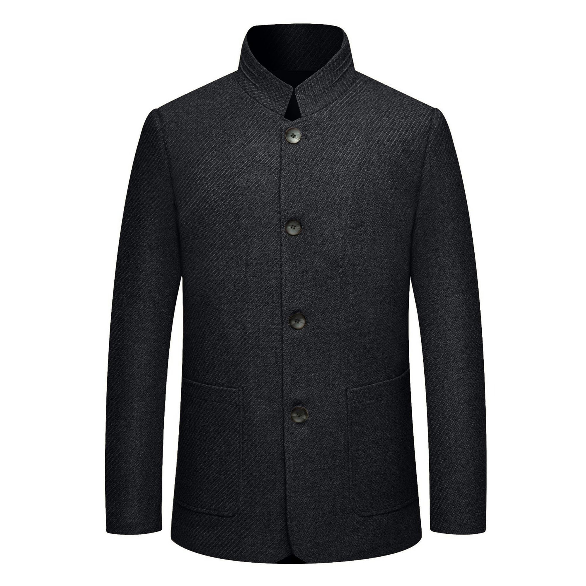 JEShifangjiusu Giacca classica da uomo con colletto alla coreana, slim fit, tunica cinese, con bottoni, colletto alla coreana, cappotti sportivi