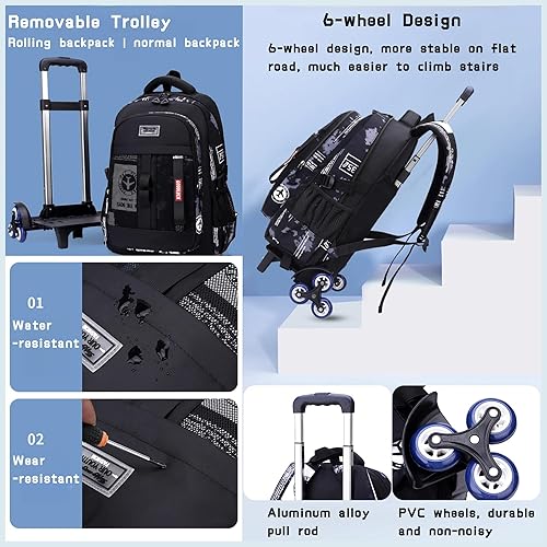 Miniatura 5 de Mochilas con ruedas para niños y escuelas primarias, mochilas con ruedas, A-6 Ruedas-avión, Mochilas Daypack