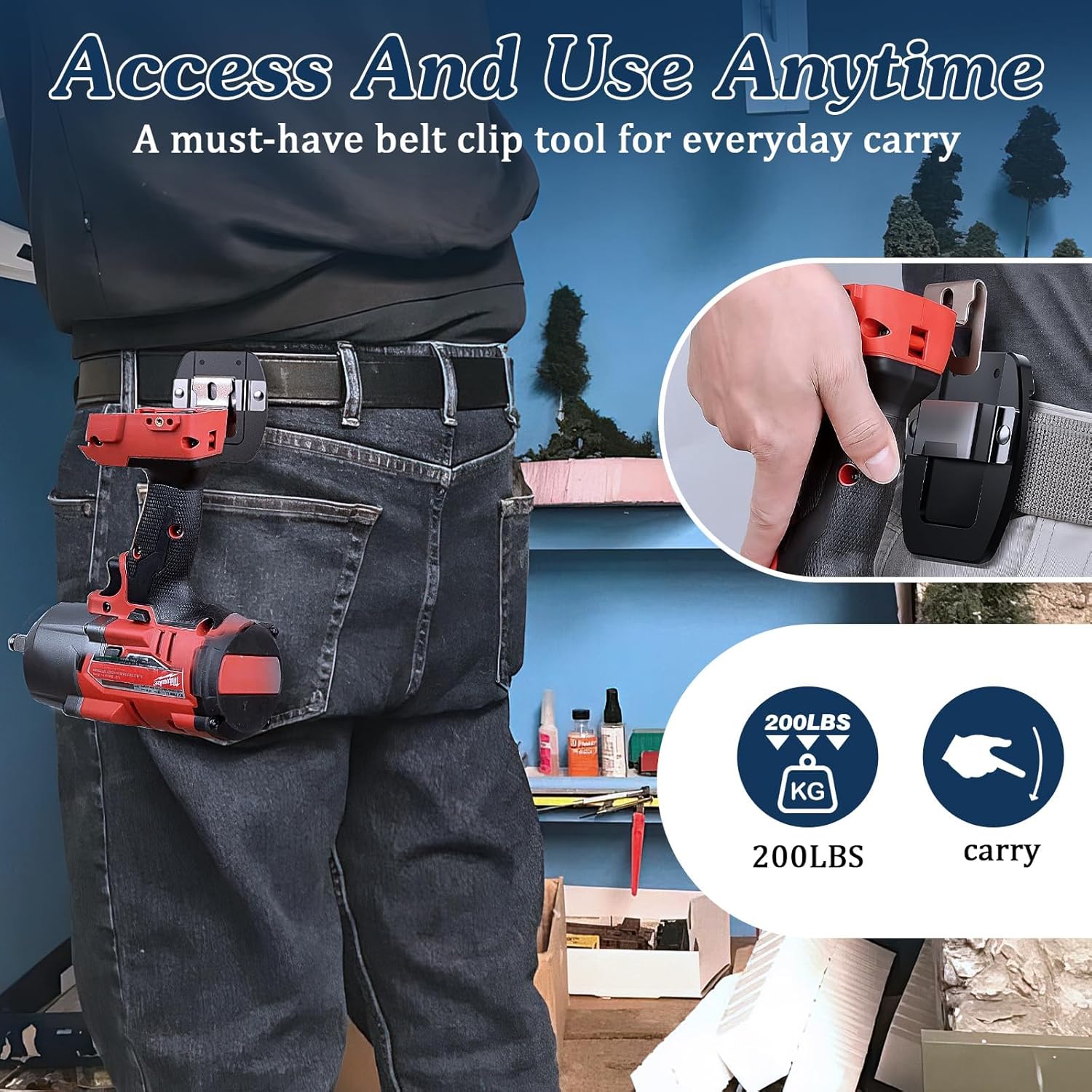 Magnetic Tool Holder & Tape Measure Holder, Magnet Belt Clip Holster for Hammer,Screw,Pliers,Spanner,Trowel | Clip-on Tool Belt Drill Holder for Impact Driver,Any Tools w/Hanger Clips