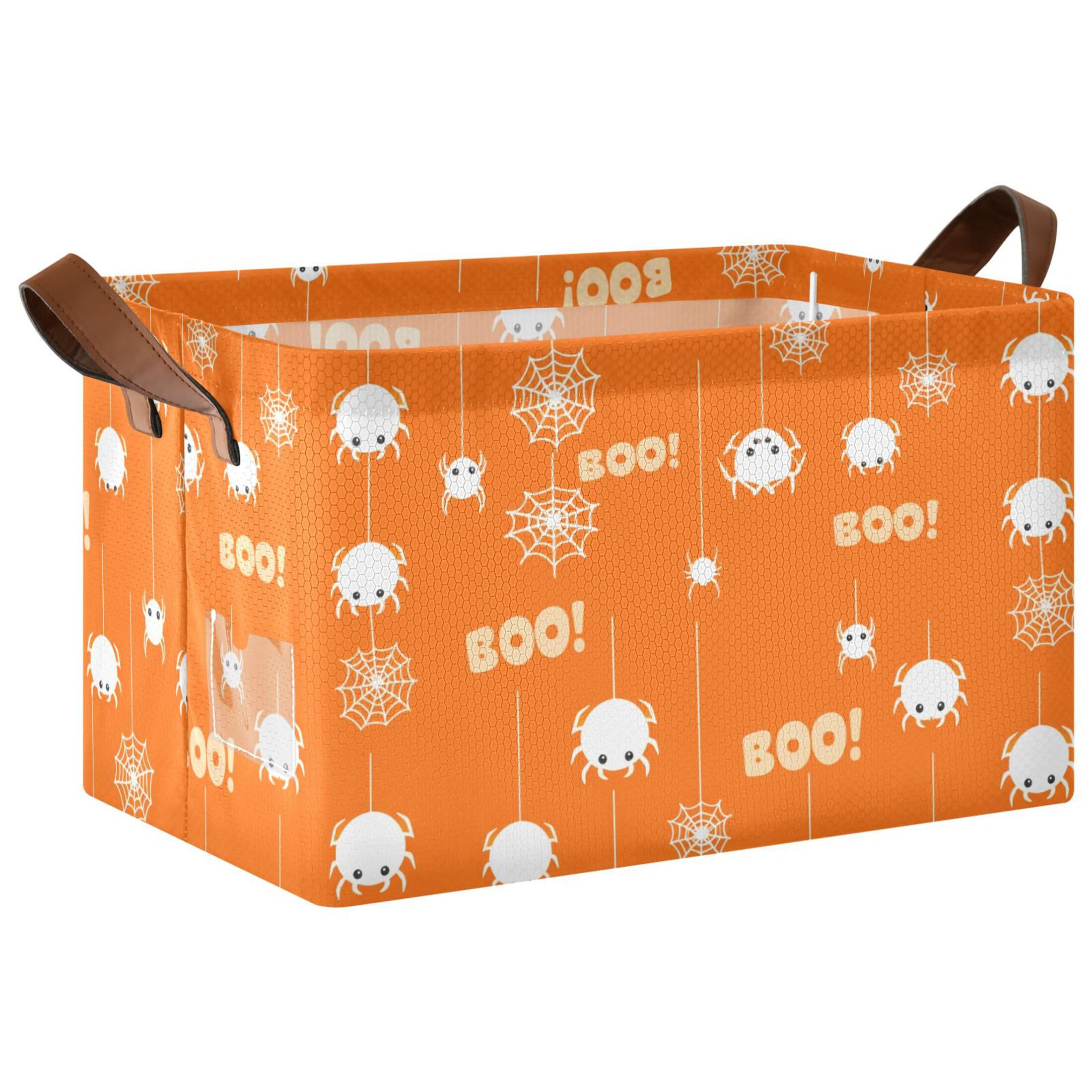 Kutsu Cartoon Webs Boo Foldable Storage Basket Collapsible Bin With Handles For Shelves