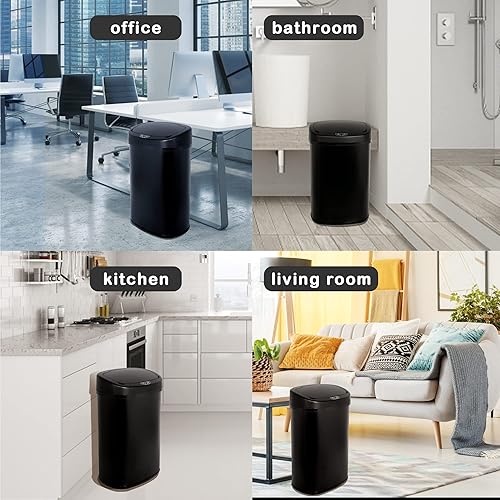 Miniatura 6 de Basurero de cocina automático de 13 galones con tapa y sensor de movimiento para cocina, oficina, dormitorio, baño, sala de estar, papelera
