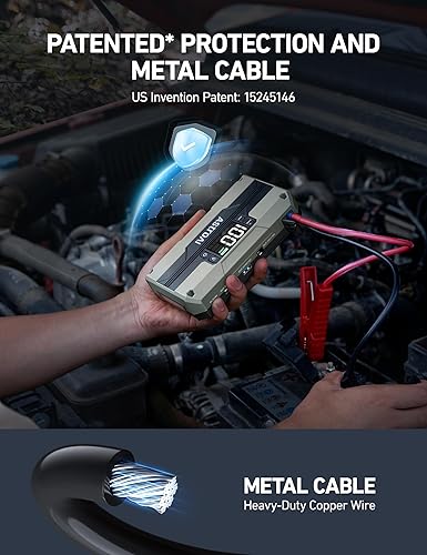 Miniatura 3 de AstroAI Arrancador de coche T8, caja de salto 8 en 1 de 2500 A para batería de automóvil, hasta 8.0L de gas y motor diésel de 5.0L, banco de energía