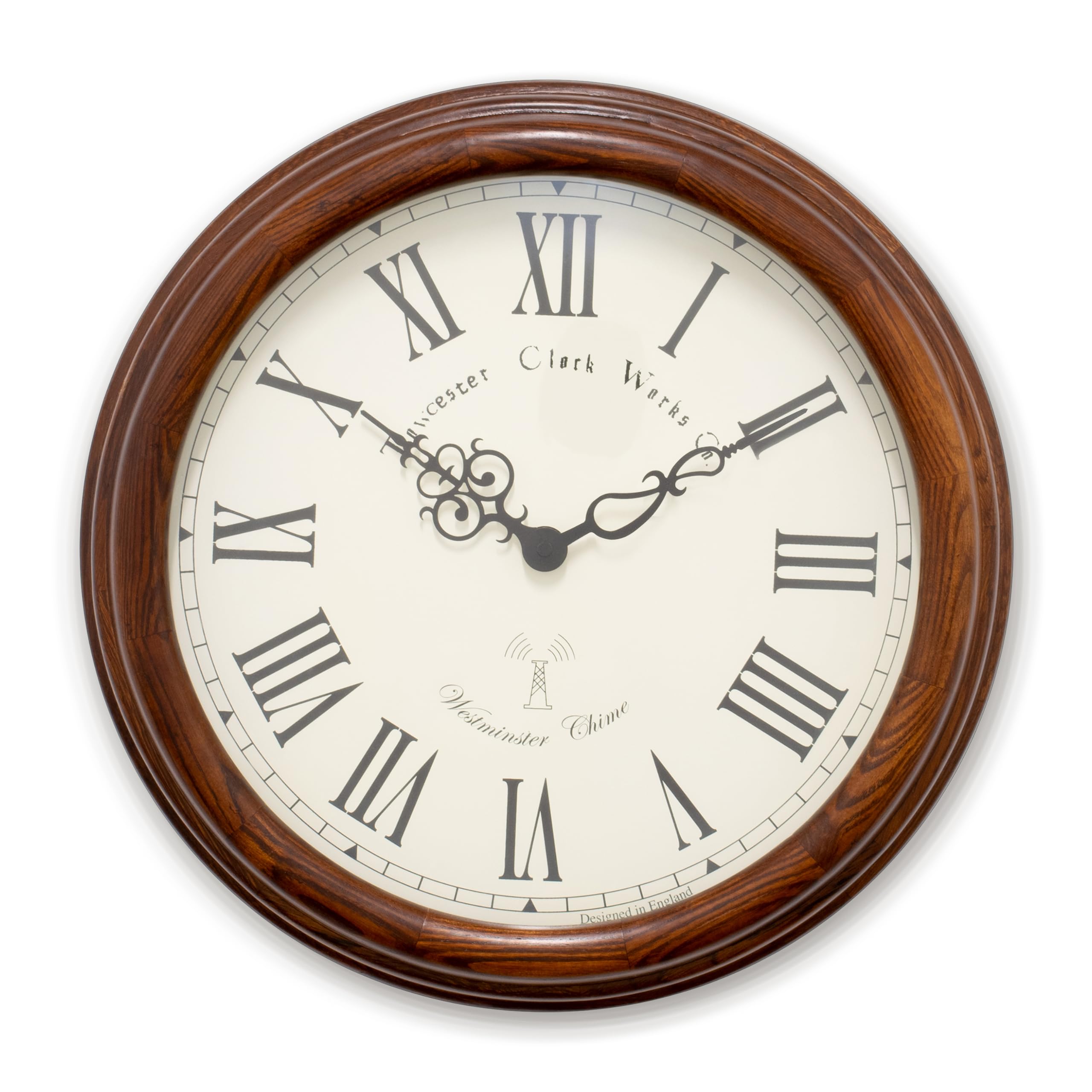 Acctim Towcester Lacock Radio Controlled Roman Numeral 39cm Wood Wall Clock A