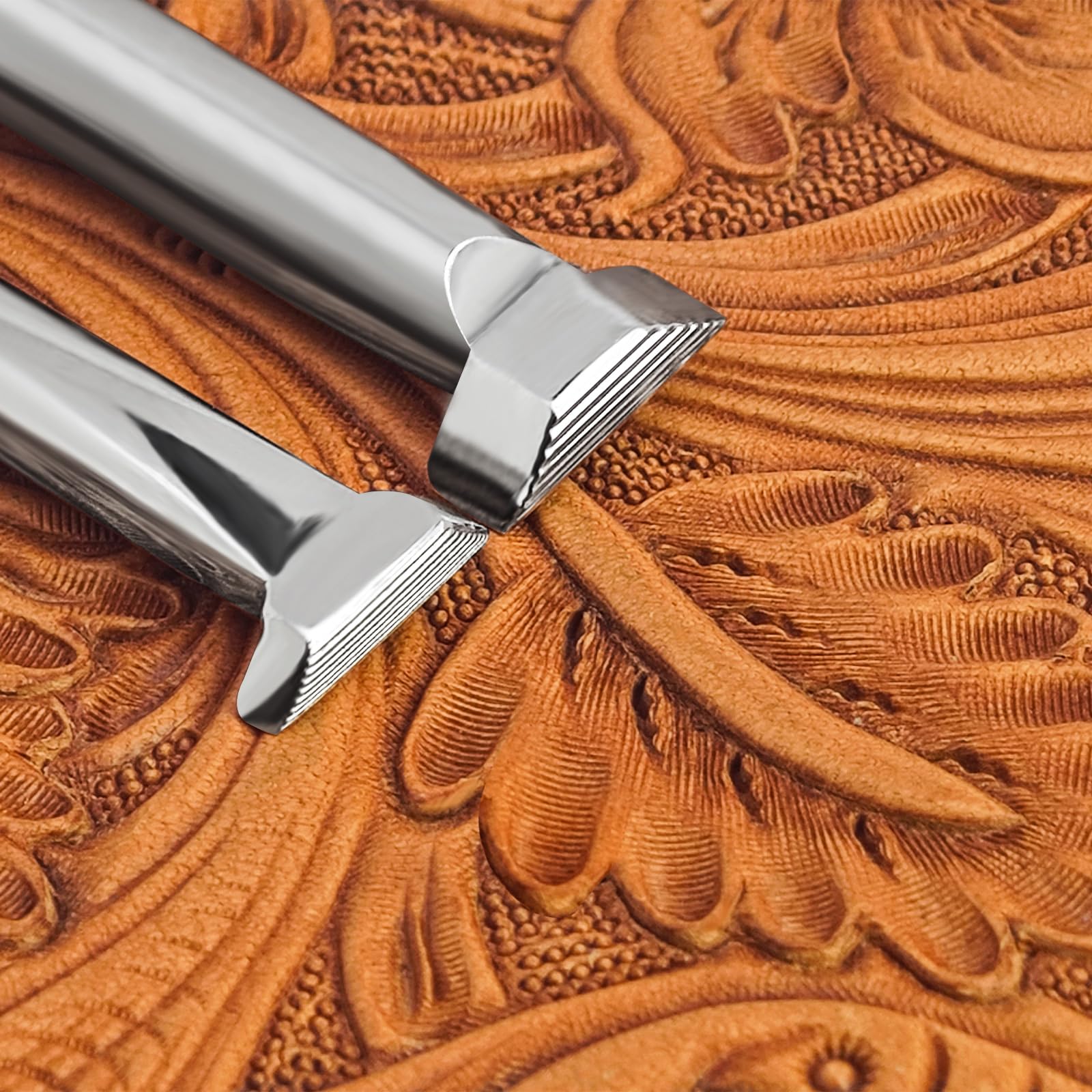 Leather Stamps Leaf Liner Stamping Tool LeatherCrafts Carving Punches Tools 2Pcs 304 Stainless Steel for Texture Pattern of Leaves Crafting