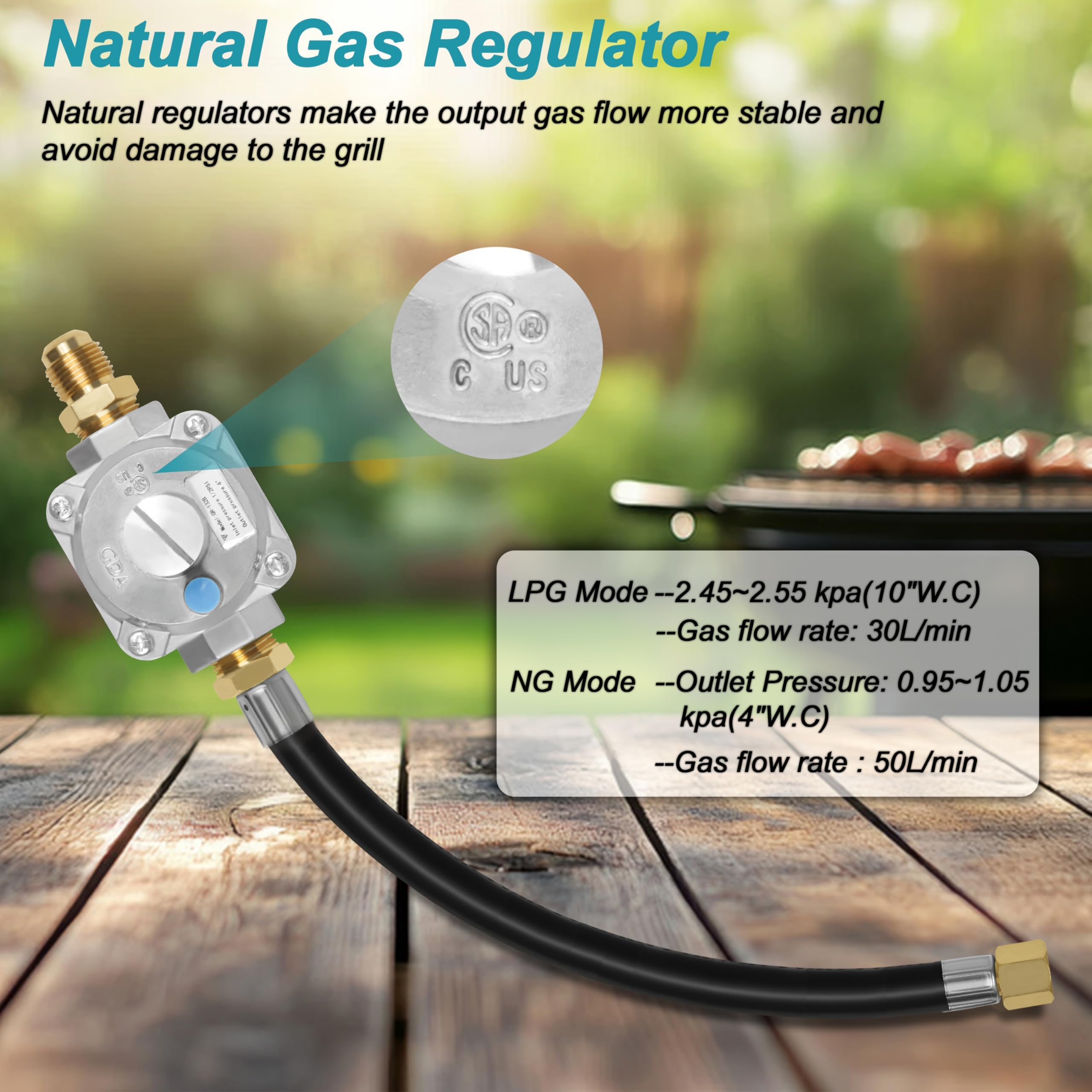 Kit de conversión de propano a gas natural de 10 pies para parrillas Weber Genesis, Genesis II, Spirit, Spirit II, incluye manguera de gas natural de 1,27 cm con regulador y orificio