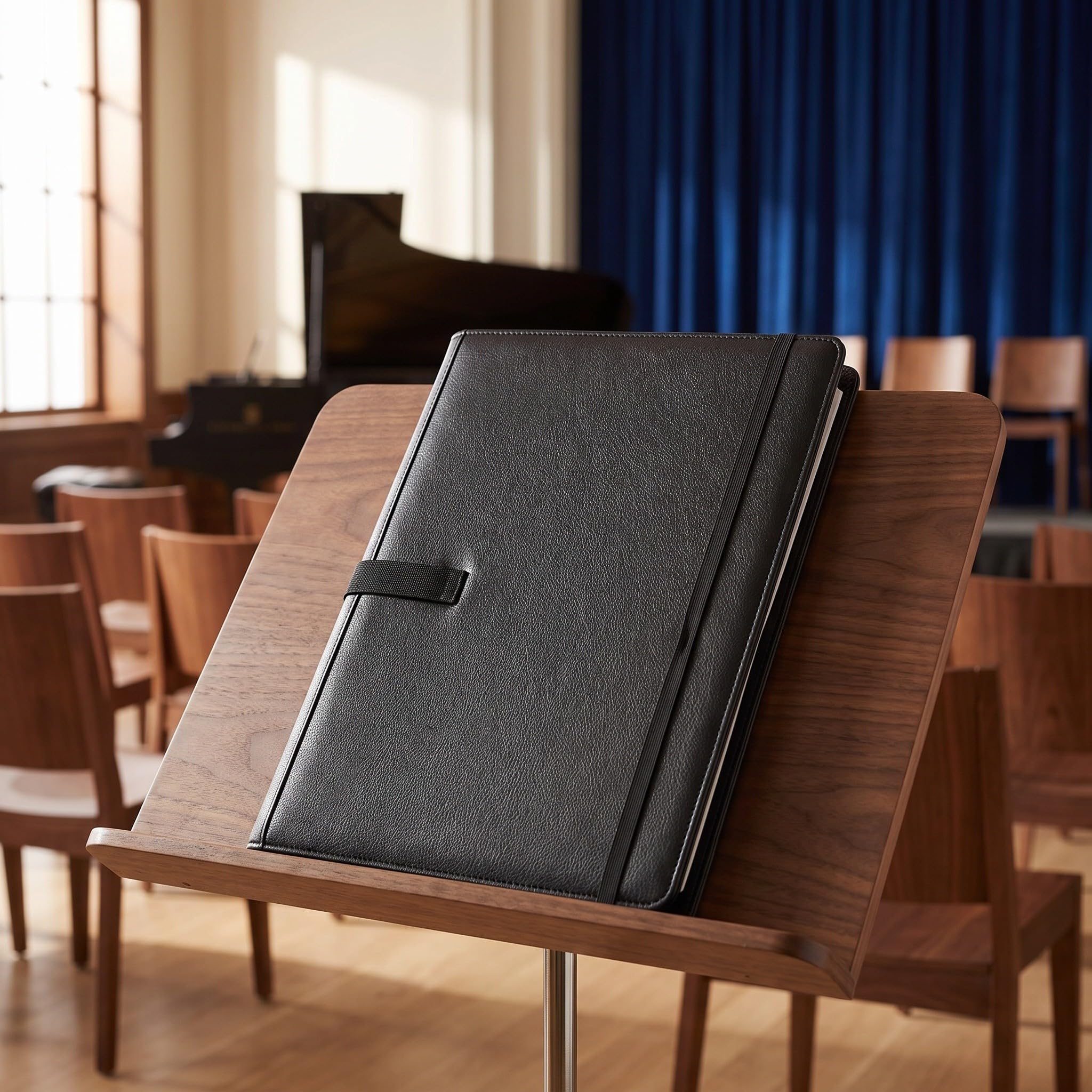 YARNOW 2 raccoglitori musicali in similpelle - Cartella per spartiti musicali a 3 anelli con tasche per carte e tracolla regolabile - Formato A4 per pianoforte, cantanti corali e pratica