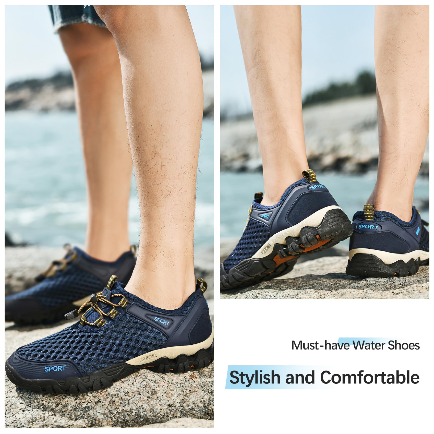 Zapatos de Agua para Hombres,Zapatos Acuáticos,Zapatos de Playa,Zapatos para Nadar,Zapatos de Baño de Secado Rápido