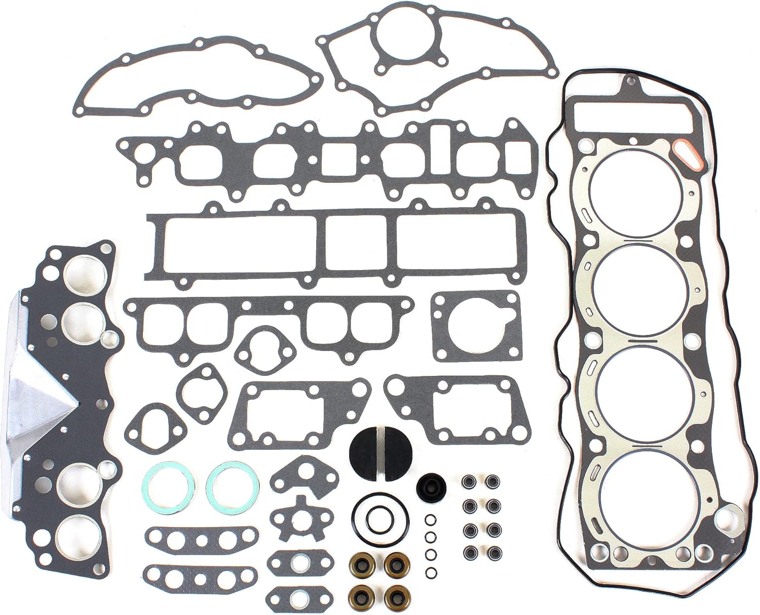 CNS EH027T2 Cylinder Head Gasket Set with Graphite Head Gasket Compatible with Toyota 2.4L Pickup Celica Corona 4 Cyl 22R Sohc 8-Valve Engine 81-84