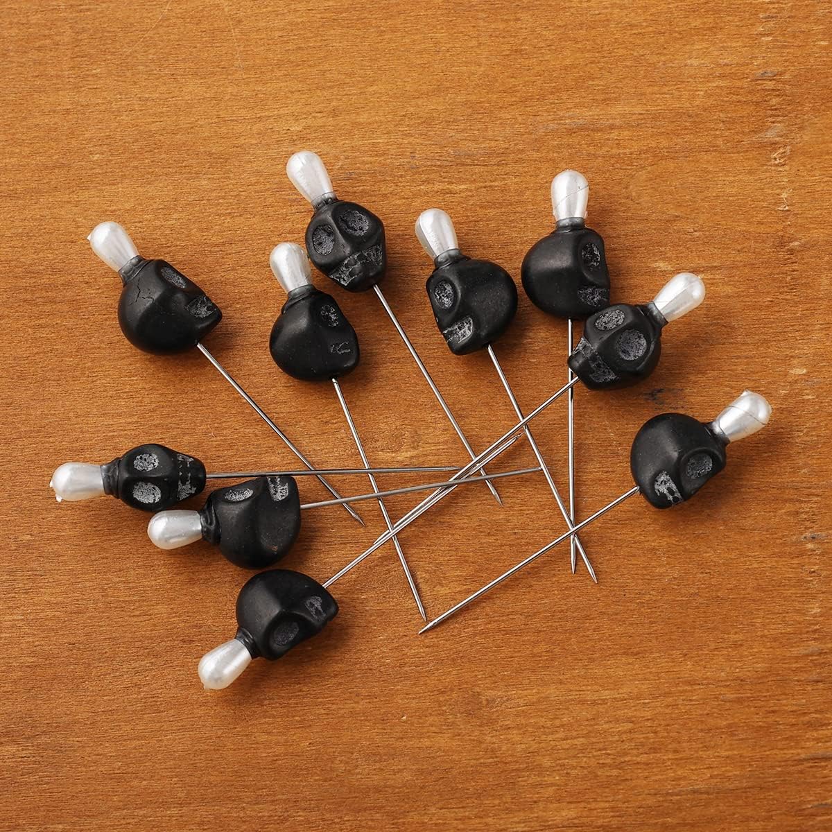 BLESSUME 10pcs Skull Top Voodoo Pin for Doll Magic Candle Ritual Pins (Black)