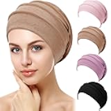 4 Pieces Slouchy Beanies Hats Soft Polyester Sleep Cap Stretchy Sleeping Cap Headwear for Women