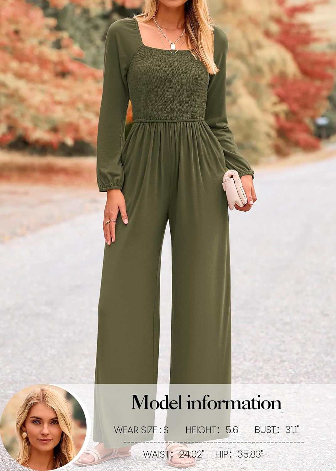 KIRUNDO Jumpsuits for Women Dressy Casual One Piece Long Sleeve Wide Leg Long Pant Rompers With Pockets 2025 Fall Outfits - Image 3