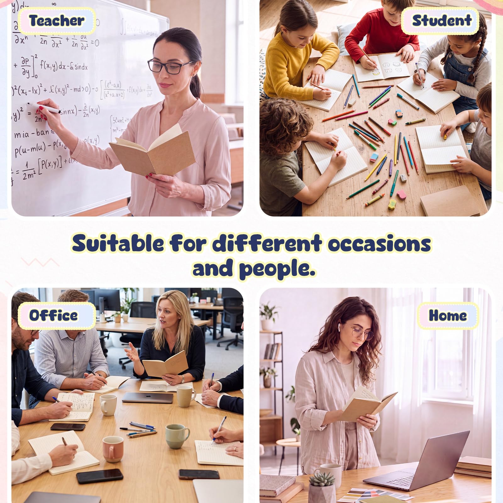 Handepo Confezione da 100 quaderni in carta kraft, 60 pagine, a righe, a righe, copertina morbida, in carta kraft, diari di viaggio, diari per studenti, ufficio e scuola (colore Kraft, A6)