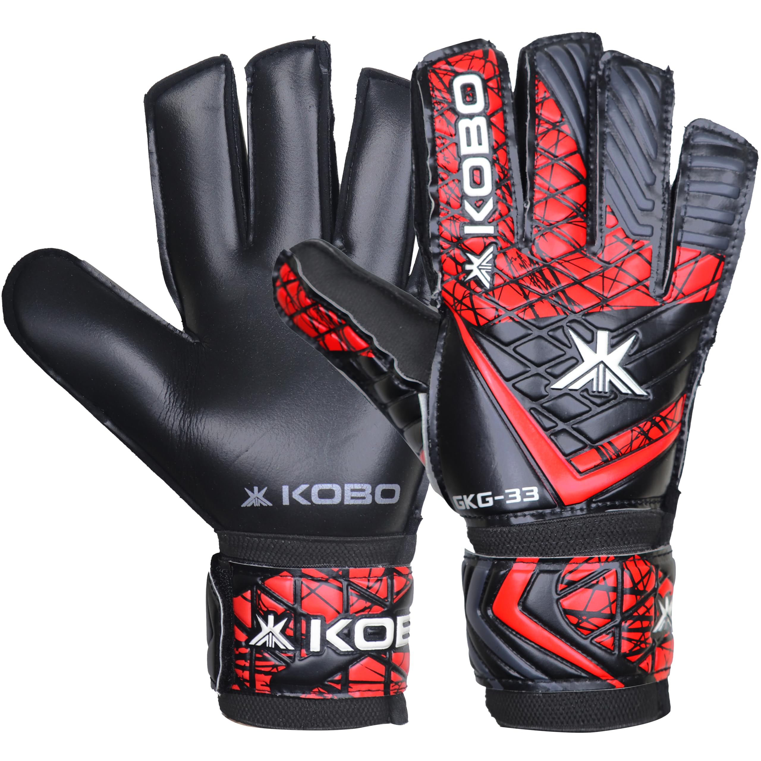 Kobo Football/Soccer Goalie Goal Latex Keeper Gloves, Strong Grip for The Toughest Saves, Protection, Comfort & Durable