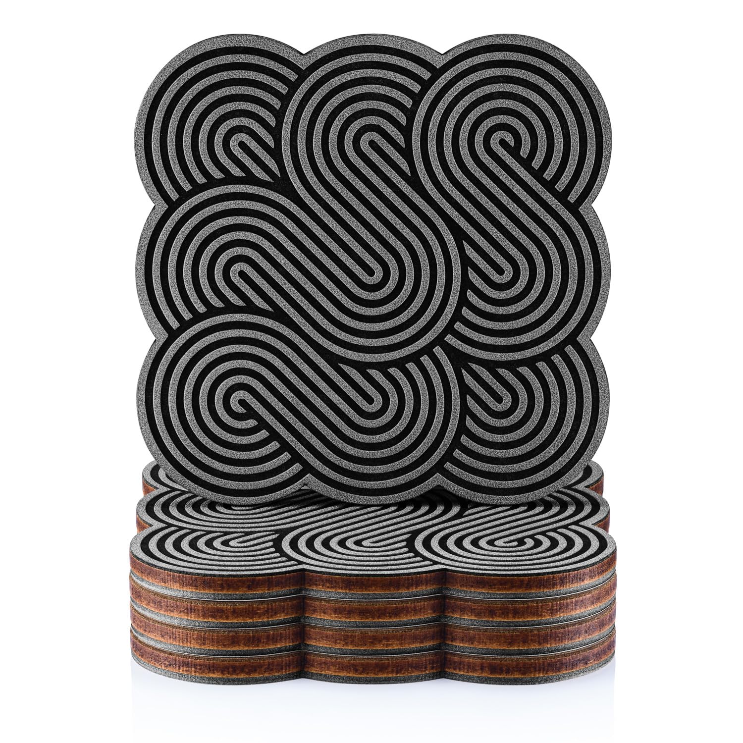 Prestone PrestigeFunny Leather Coasters for Drinks, Cool Retro Design, Set of 4 (Gray Design)