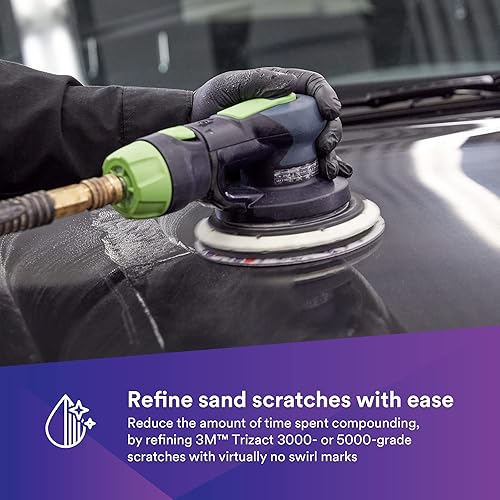 Miniatura 23 de 3M Disco abrasivo Trizact Hookit de grado 8000 con respaldo de espuma, 30804, 3 pulgadas, acabado de pintura, lijado ultrafino, eliminación de micro