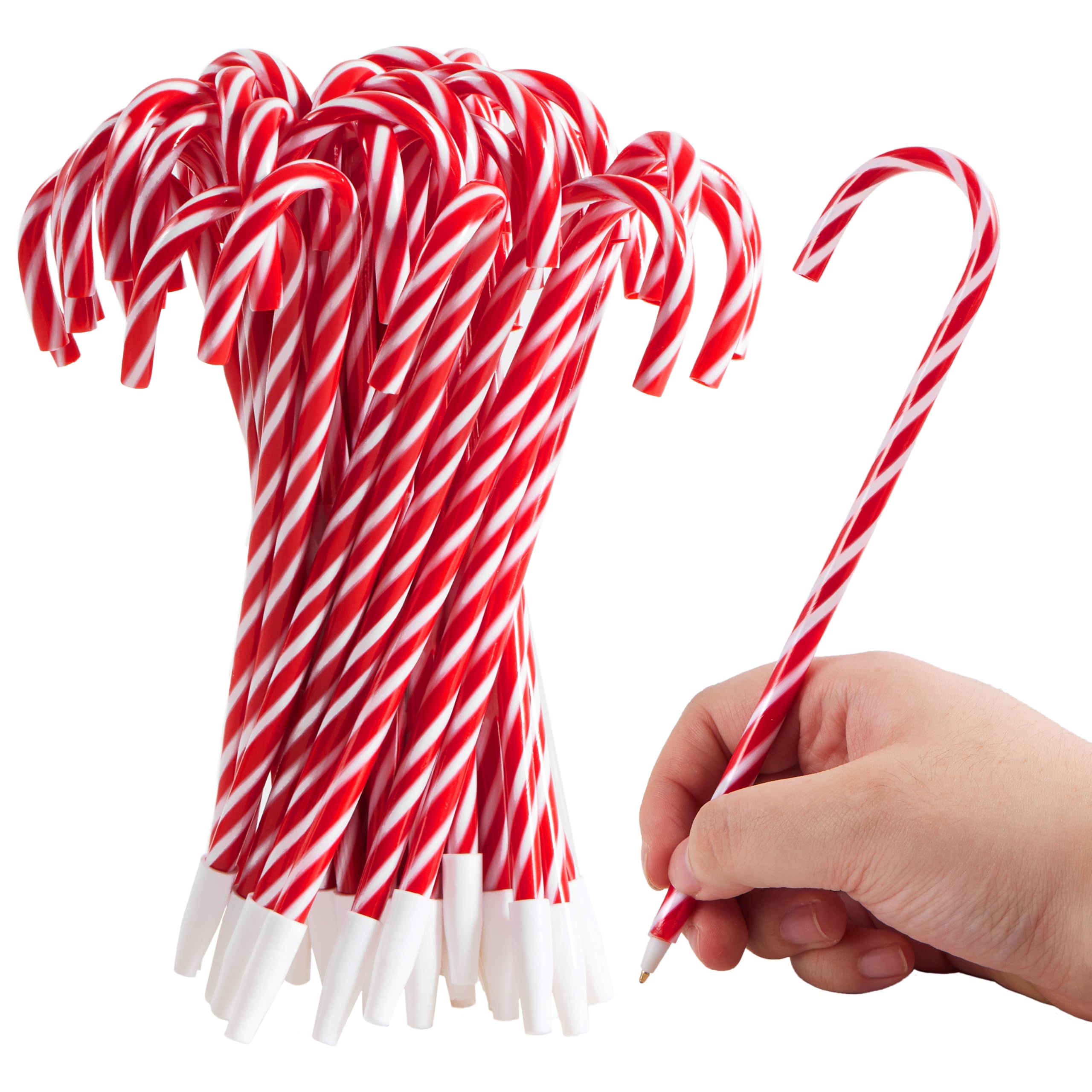 JOYIN 24 penne a sfera a forma di bastoncino di zucchero di Natale, regalo per bambini, penne natalizie per calza di Natale, regali per insegnanti, studenti, forniture per aule, premio di carnevale,